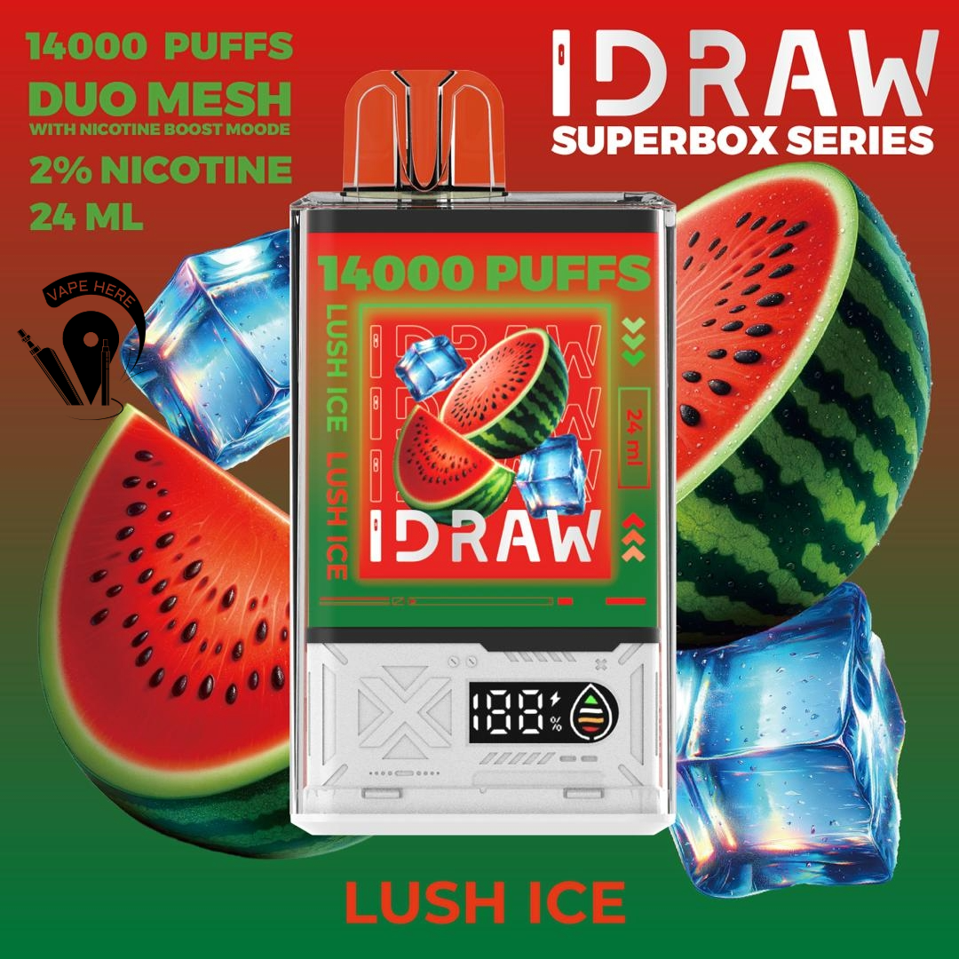 IDRAW SUPERBOX 14000 Puffs Disposable Vape Lush Ice UAE Sharjah